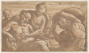 Faune versant du vin pour un homme assis - Jan Thomas