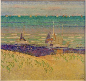 Paysage de dunes avec voiliers