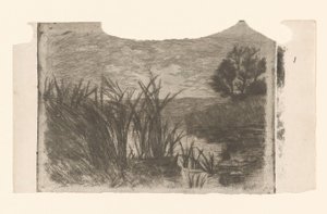 Paysage avec eau, roseaux et barque - Jan Veth
