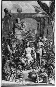 Frontispice de « Hortus Cliffortianus » par Charles Linné (Carl von Linné, Linné 1707 - 1778), naturaliste suédois. 1737. Gravure par Jan Wandelaar (1690-1759). Collection privée - Jan Wandelaar