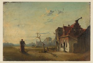 Paysage avec maison paysanne et pompe à eau - Jan Weissenbruch