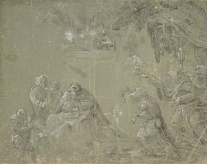 La tentation de Saint Antoine (recto), Paysage fantastique (verso)