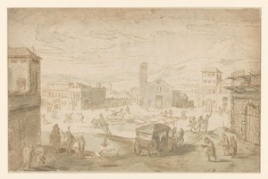 Le mois de février : scène de carnaval sur une place italienne - Jan Wildens
