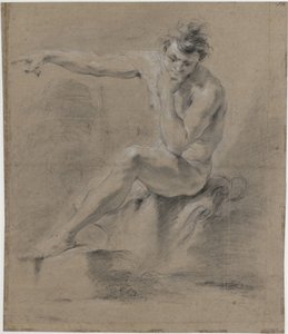 Nu masculin assis, vers la gauche, les bras dans le dos - Jan Willem Pieneman