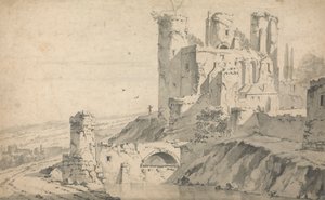 Château en ruine sur une rivière - Jan Wyck