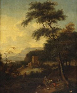 Paysage italianisant au bord de la mer
