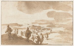 Deux esquisses de figures sur les dunes près de Scheveningen - Jan de Bisschop