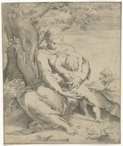 Mère et enfant sous un arbre - Jan de Hoey