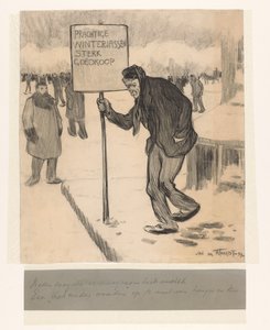 Vendeur de rue avec panneau Manteaux d