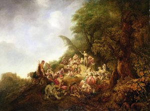 Saint Jean-Baptiste prêchant à une foule - Jan or Joan van Noordt