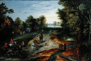Paysage avec une route de village