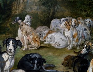 Chiens (détail) - Jan the Elder Brueghel