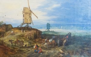 Paysage avec moulins à vent