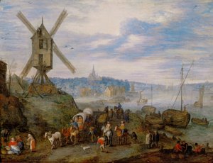 Port maritime avec moulin à vent ...