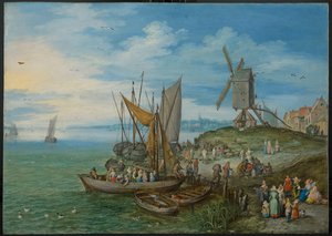 Le moulin au quai, 1613 - Jan the Elder Brueghel