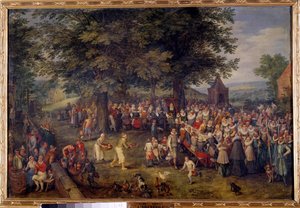 Banquet de mariage Scène de dîner de mariage dans un village - Jan the Elder Brueghel