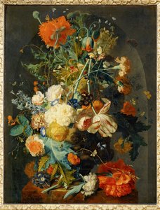 Vase des fleurs dans une niche ... - Jan van (follower of) Huysum