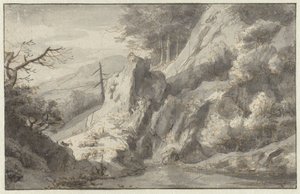 Paysage de montagne avec un conifère mort - Jan van Aken