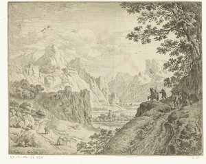 Paysage fluvial avec voyageurs