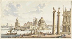 Vue de la Sta. Maria della Salute depuis la place S. Marc à Venise - Jan van Call (I)