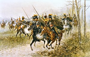 Napoléon et son état-major surpris par les cosaques - Jan van Chelminski