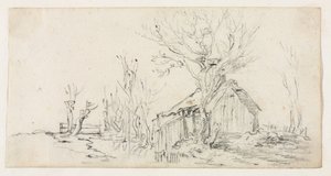 Esquisse de paysage avec cottage - Jan van Goyen