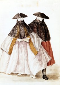Masques du Carnaval de Venise. Dessin à l