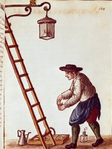 Petit métier : allumage des lampes (Aquarelle et encre d