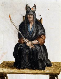 Sorcière, illustration de Costumes des Vénitiens de presque tous les âges, soigneusement recueillis et peints au 18ème siècle, Giovanni di Grevembroch (1731-1807)