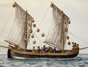 Bateau vénitien décoré pour la Fête du Rédempteur, par Jan Grevenbroeck (1731-1807), aquarelle, Italie - Jan van Grevenbroeck