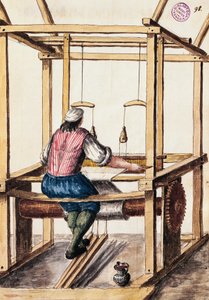 Tisserand, illustration par Jan van Grevenbroeck (1731-1807) de "Le costume des Vénitiens", manuscrit, Italie - Jan van Grevenbroeck