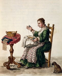 Femme faisant de la dentelle à l