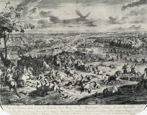 Images de batailles tirées de : Dumont et Rousset, Histoire militaire du Prince Eugène (1663-1736), suite de huit gravures sur cuivre - Jan van Huchtenburgh