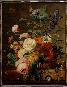 Panier de fleurs avec papillons - Jan van Huysum