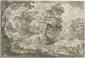 Chasse au cerf dans un marais - Jan van Londerseel