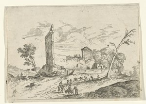Paysage avec ruine romaine et bergers d