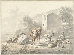 Paysage avec bétail et ruine - Jan van Ravenswaay