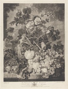 Une pièce de fruits, gravée par Richard Earlom, 1781 - Jan van after Huysum