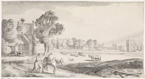 Paysans avec cheval de bât sur un chemin - Jan van de Velde (II)