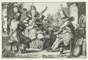 Compagnie élégante jouant de la musique dans un jardin - Jan van de Velde (II)
