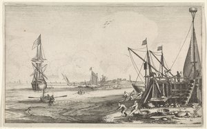 Jetée avec pêcheurs ramenant leurs filets