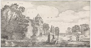 Petite porte de bois à Haarlem Playsante lantschappen ende vermakelycke gesichten (titre de la série) - Jan van de Velde (II)