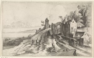 Paysage côtier avec un moulin à eau - Jan van de Velde (II)