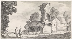 Paysage avec ruine et deux cavaliers - Jan van de Velde (II)