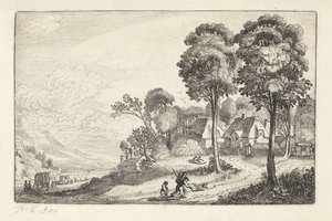 Voyageurs sur un chemin près d