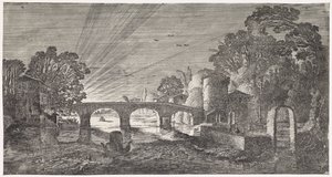 Vue de rivière au coucher du soleil