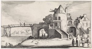 Péage avec pont en bois sur la rivière - Jan van de Velde (II)