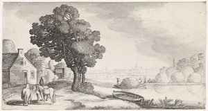 Transport de foin sur une rivière avec Haarlem au loin - Jan van de Velde (II)