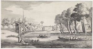 Deux barques sur une rivière près d
