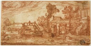 Canal avec pont et maisons